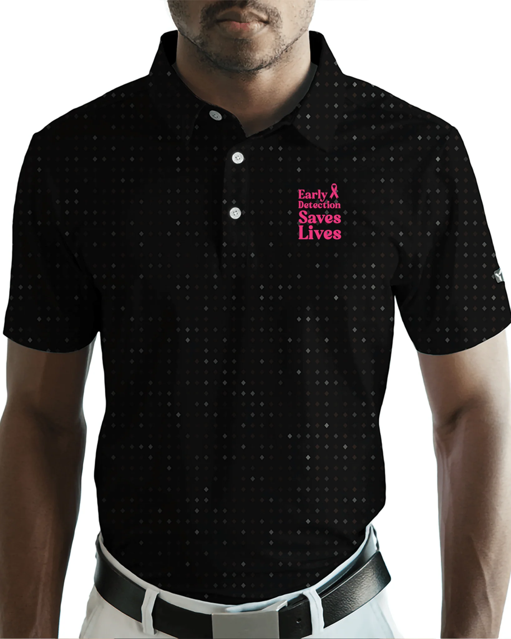 Black Glitter Polo Cancer Awareness Edition