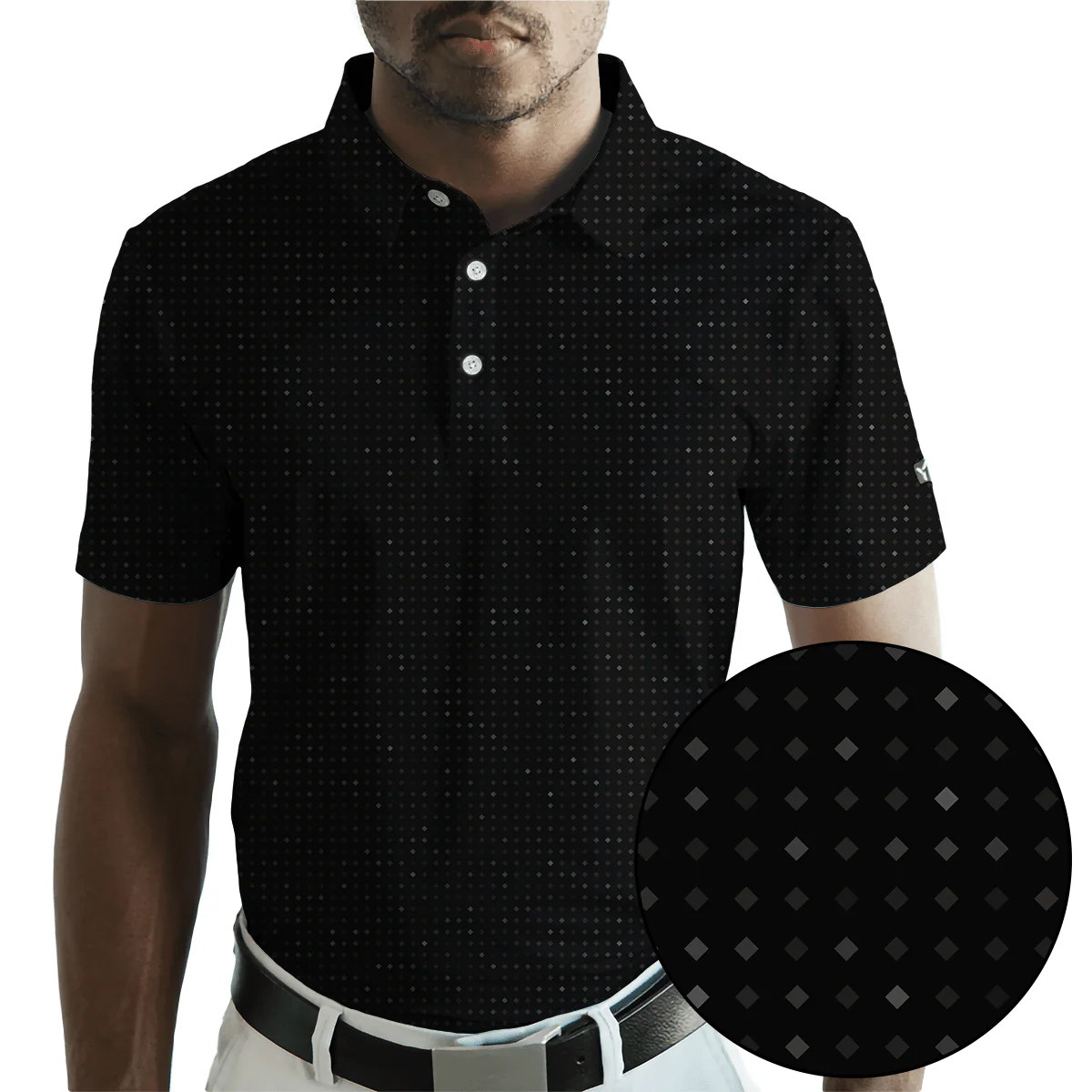 BLANK CHEST Black Glitter Golf Polo
