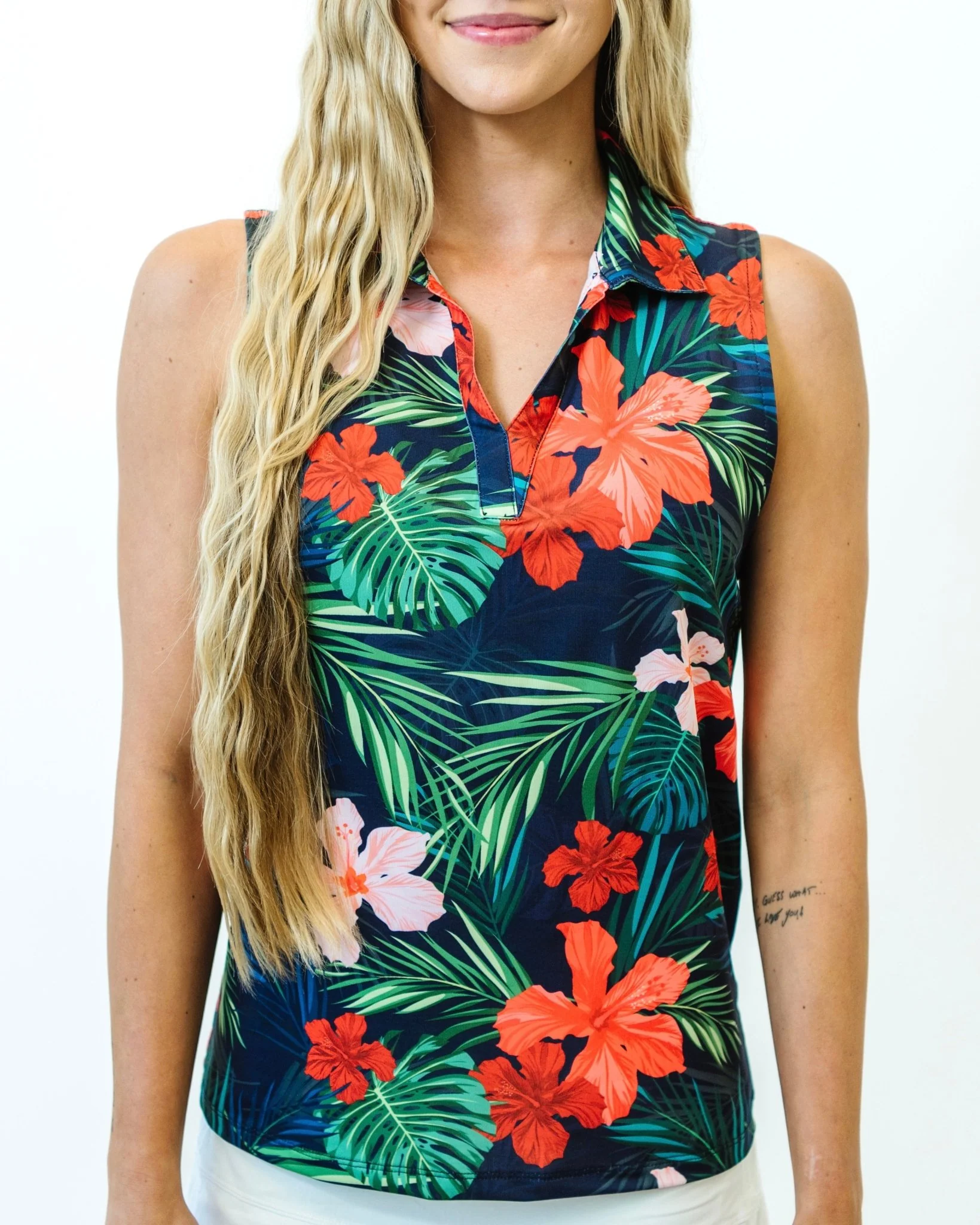 Jungle Hibiscus Women's Sleeveless Golf Polo