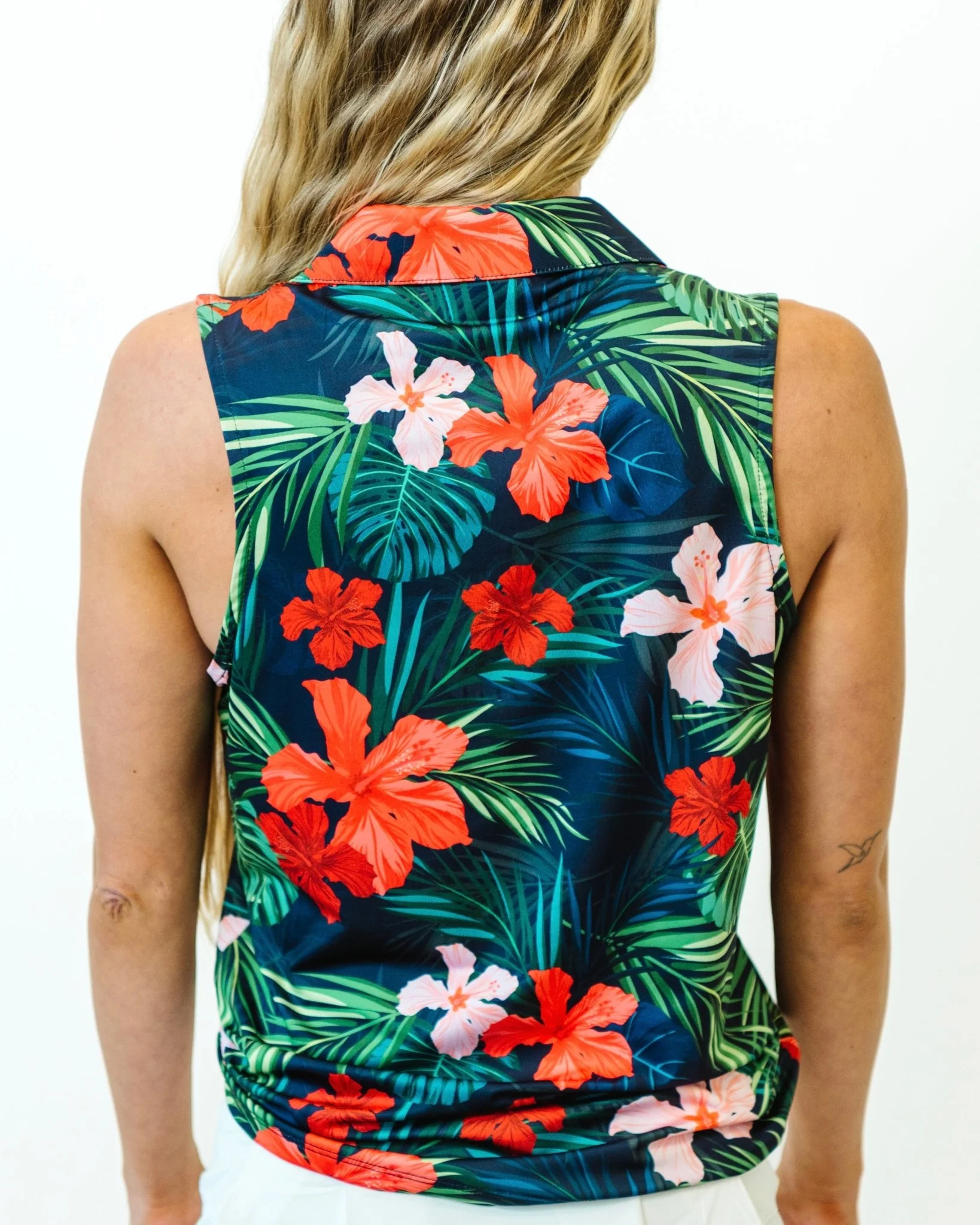 Jungle Hibiscus Women's Sleeveless Golf Polo - Image 5
