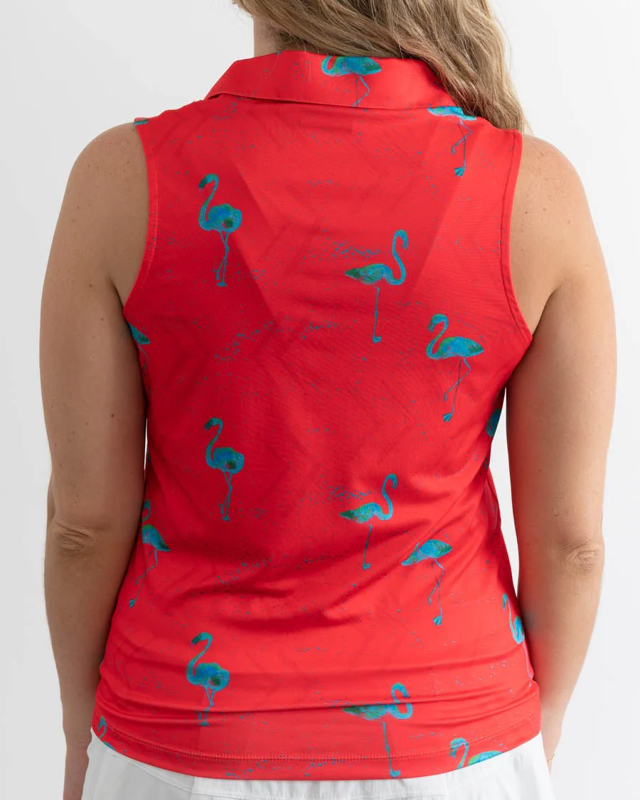 BLANK CHEST - Just Beachy Women's Sleeveless Golf Polo - Image 5