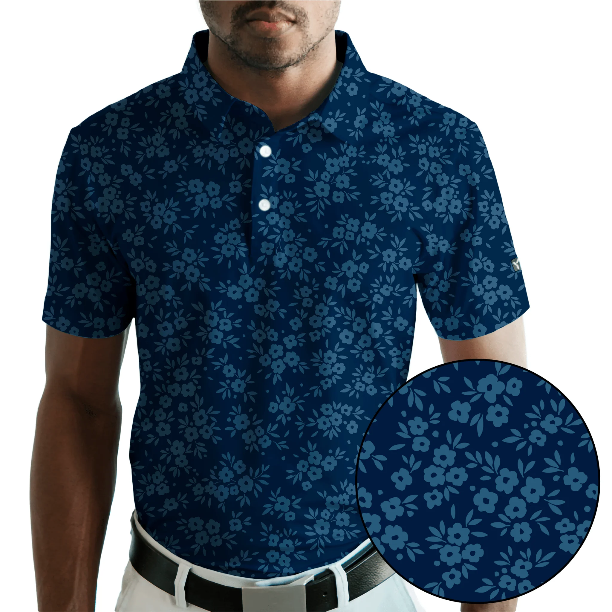 BLANK CHEST Navy Daisy Golf Polo