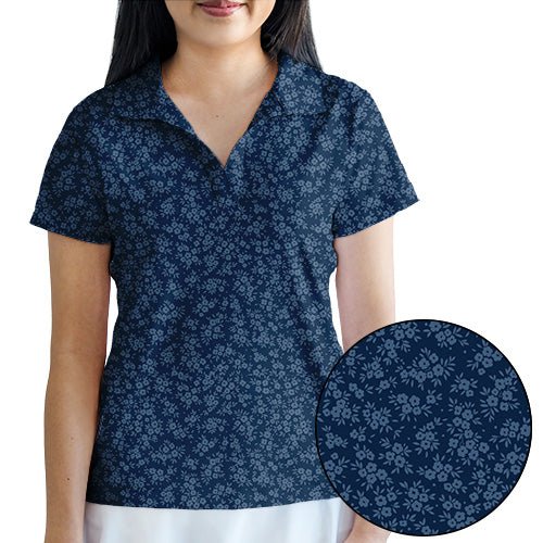 BLANK CHEST Navy Daisy Women's Golf Polo
