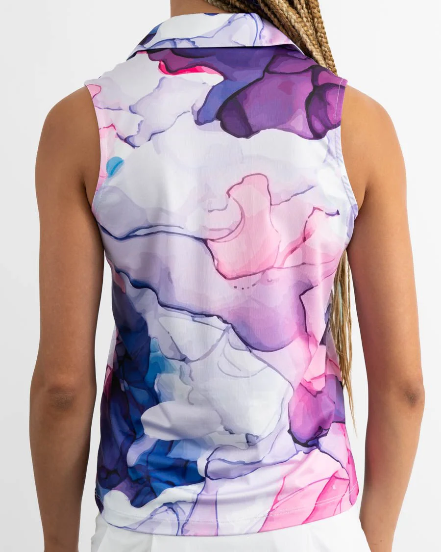 BLANK CHEST - Purplicious Women's Sleeveless Golf Polo - Image 5