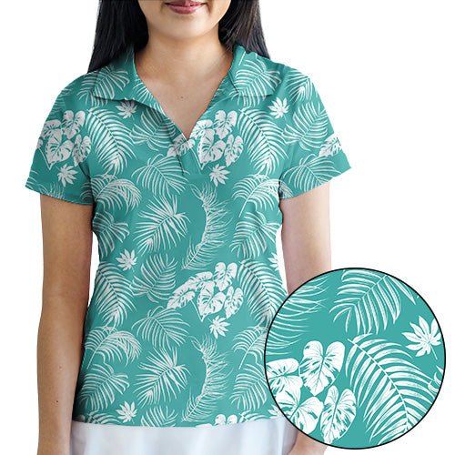 BLANK CHEST Teal Paradise Women's Golf Polo