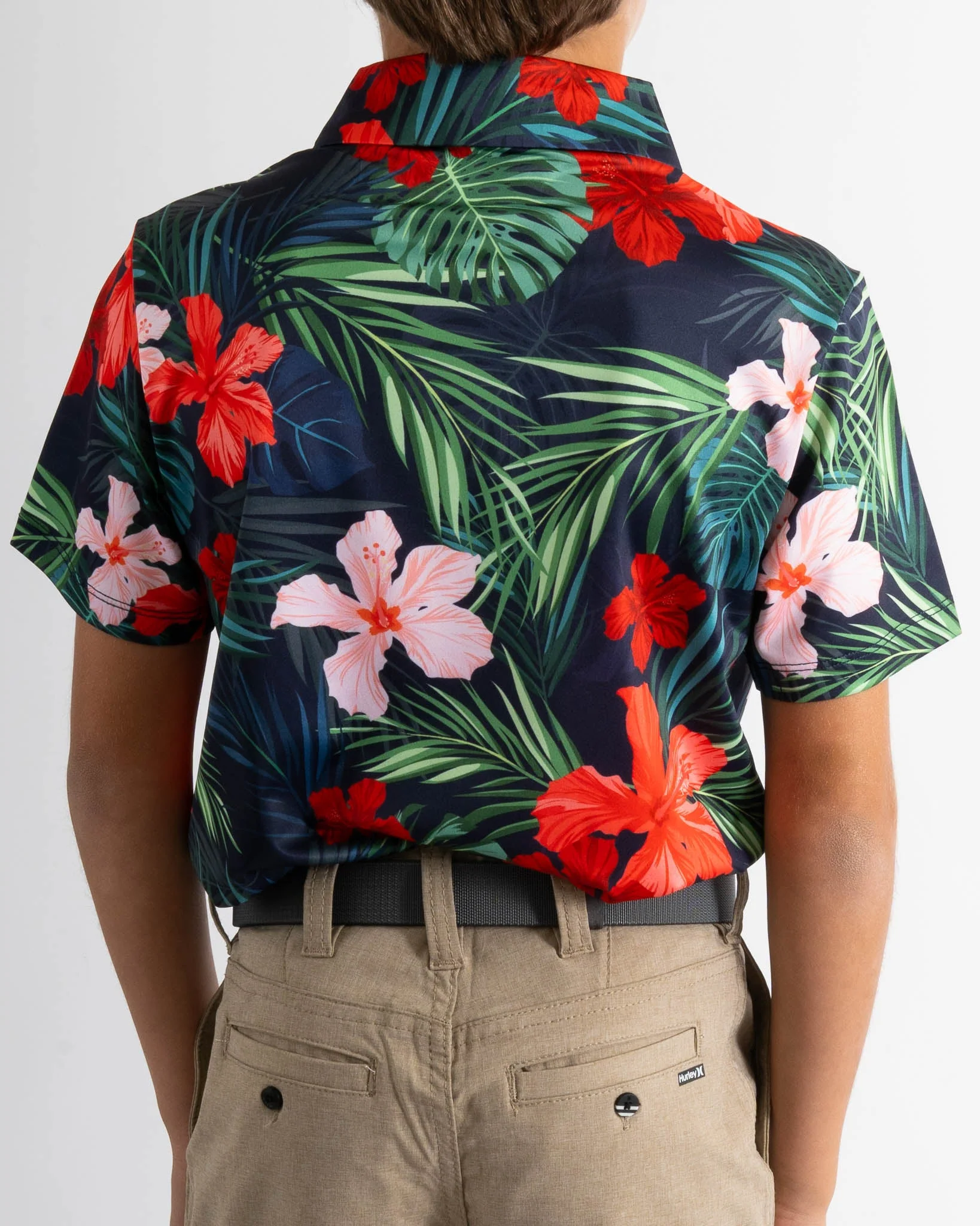 Jungle Hibiscus Youth Golf Polo - Image 7