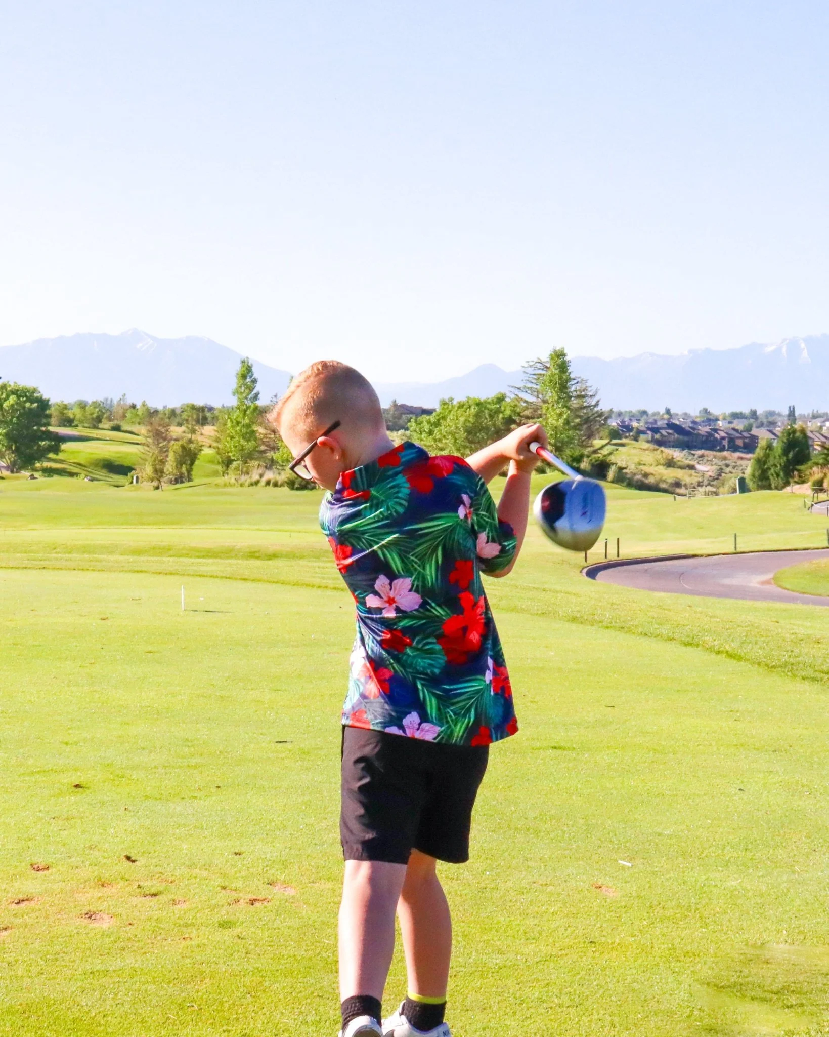 Jungle Hibiscus Youth Golf Polo - Image 9