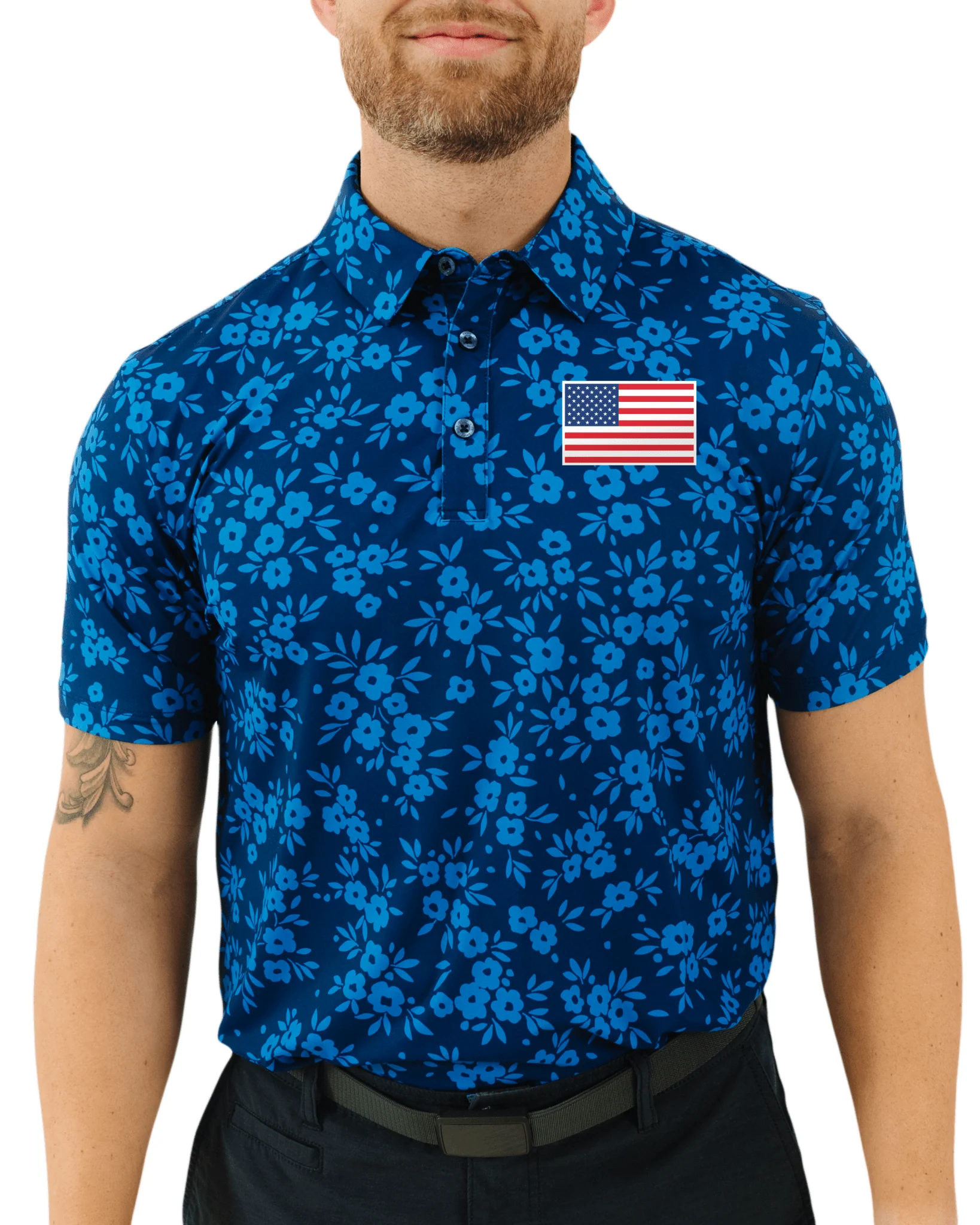 Navy Daisy Golf Polo. USA EDITION
