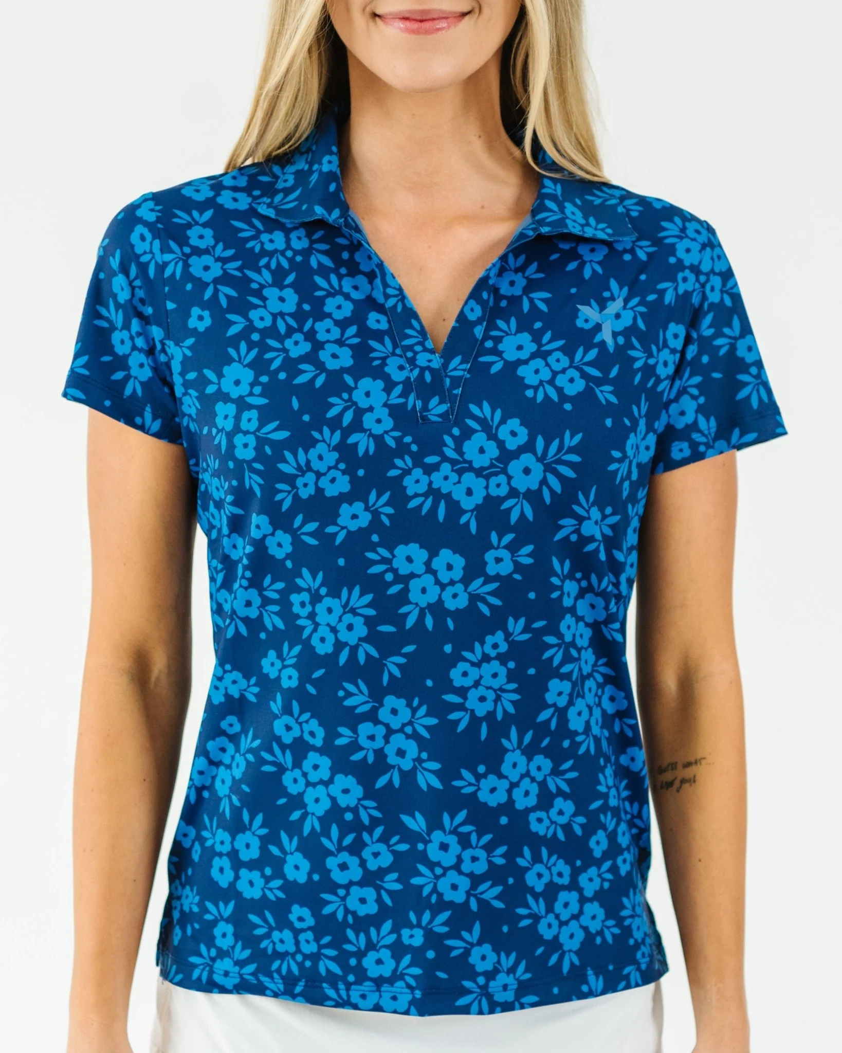 Navy Daisy Women's Golf Polo