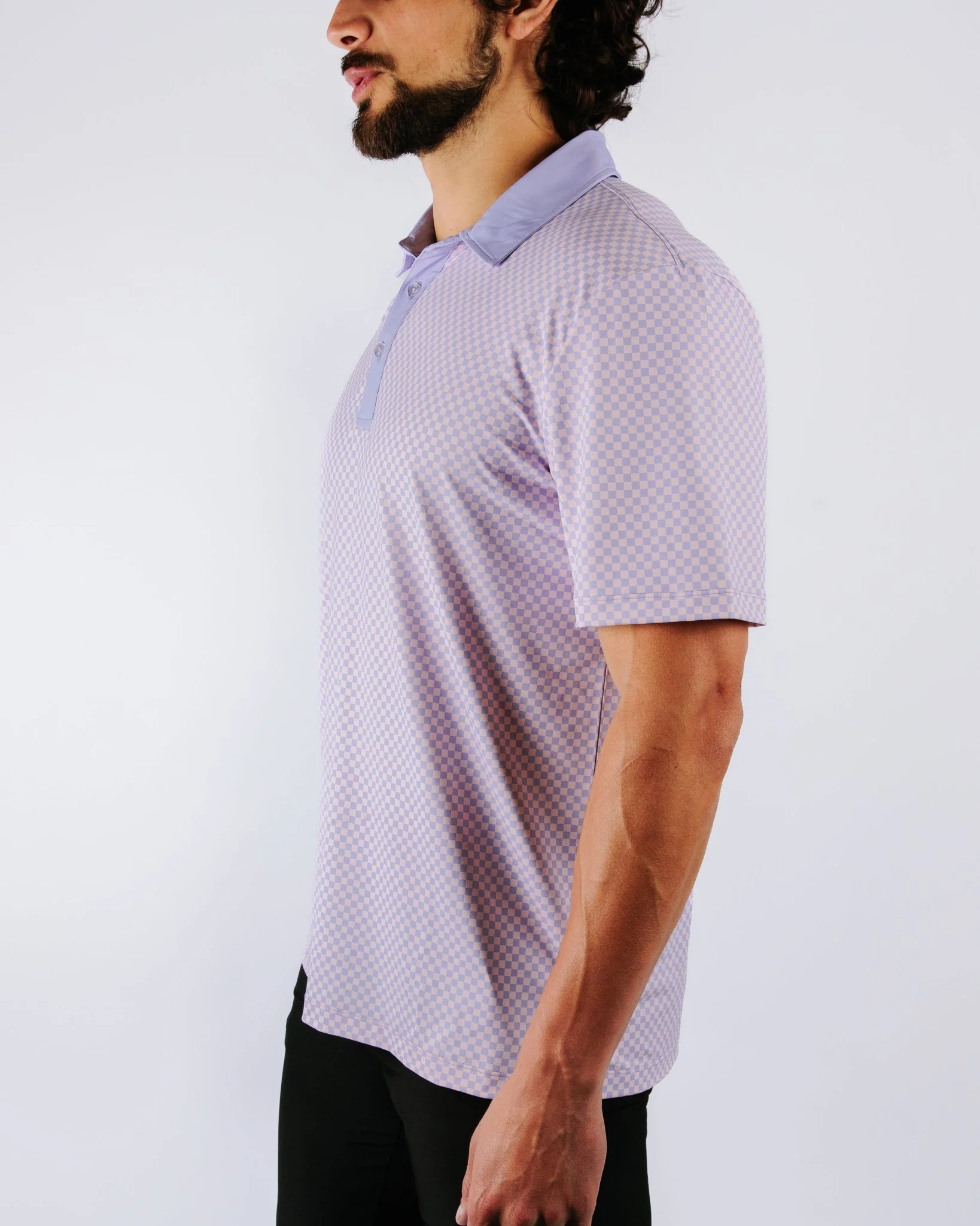 Purple Chex Golf Polo - Image 3