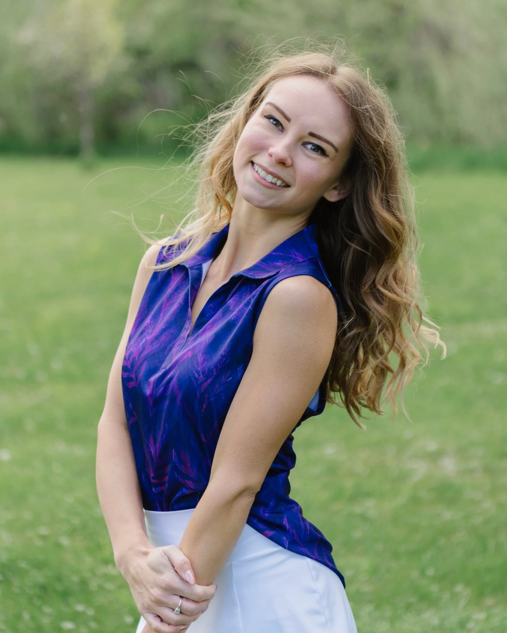 Violet Vogue Women's Sleeveless Golf Polo - Image 3