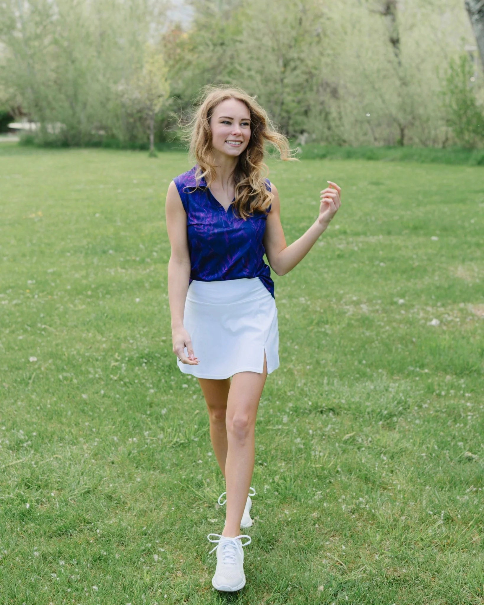 Violet Vogue Women's Sleeveless Golf Polo - Image 4