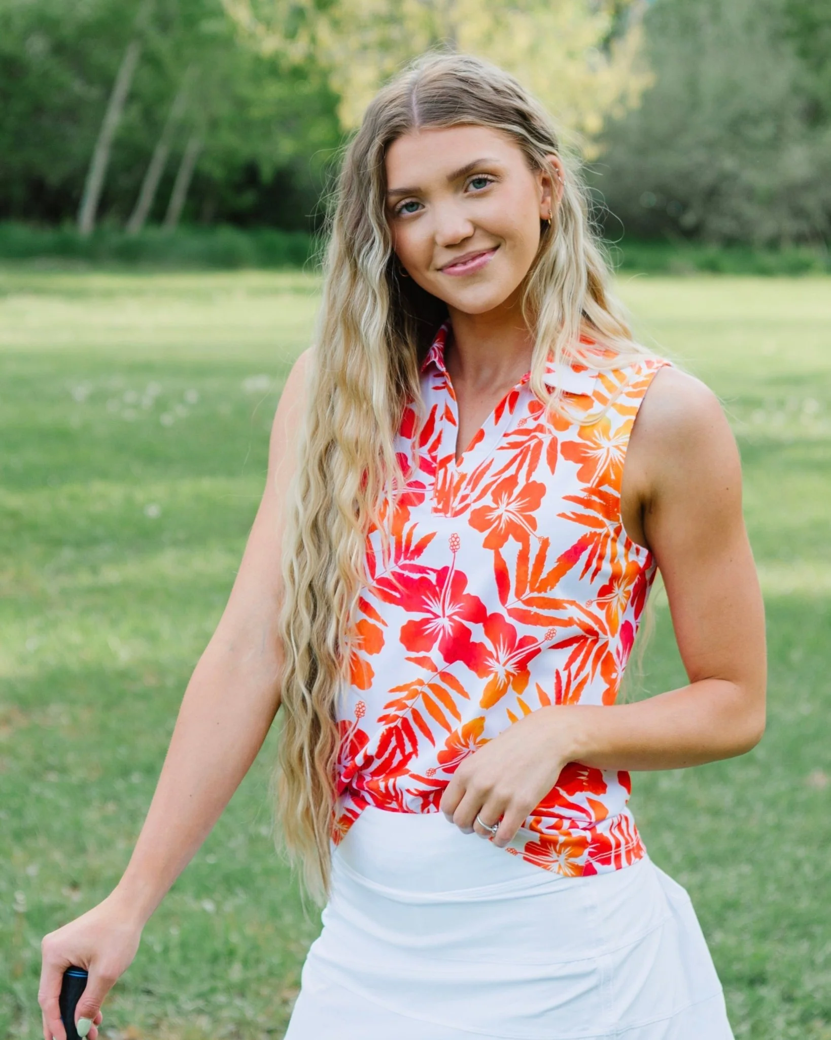 Aloha Sunrise Women's Sleeveless Golf Polo - Image 3