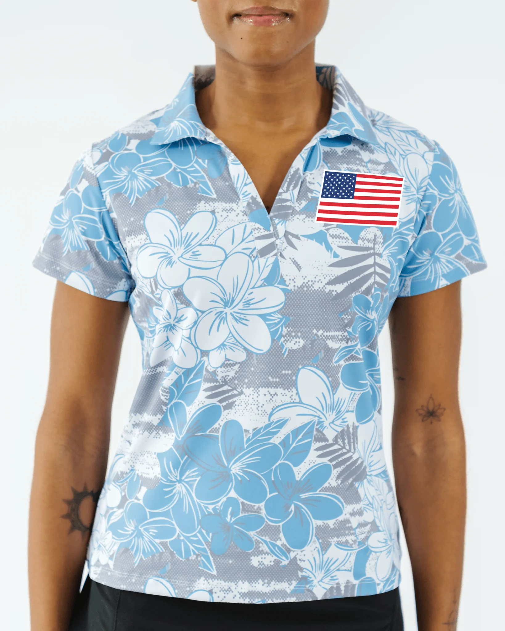 Tropical Mist Women's Golf Polo. USA Edition.