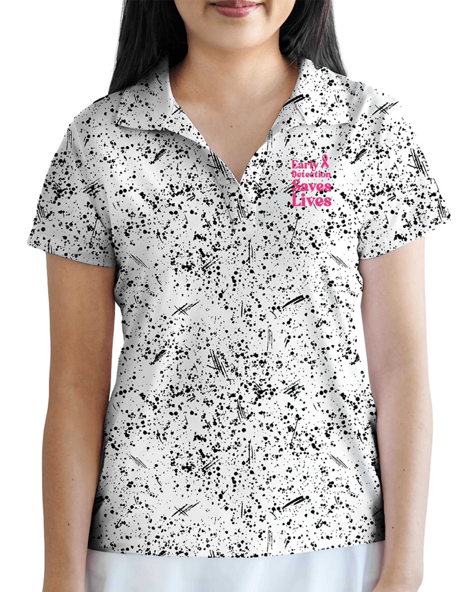 Women's Cookies & Cream Polo Cancer Awareness Edition