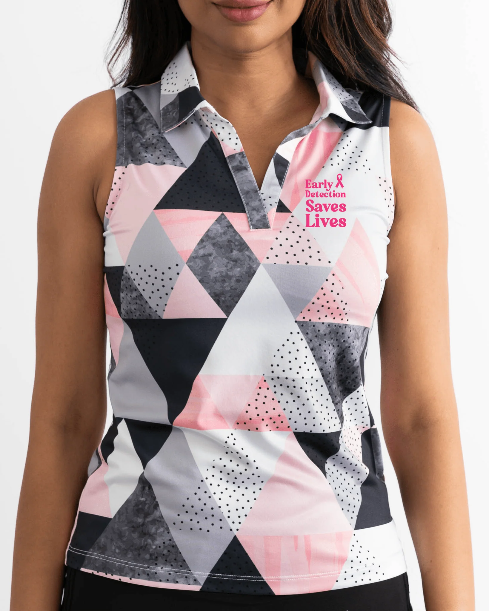 Women's Sleeveless Birdie Dropper Polo Cancer Awareness Edition
