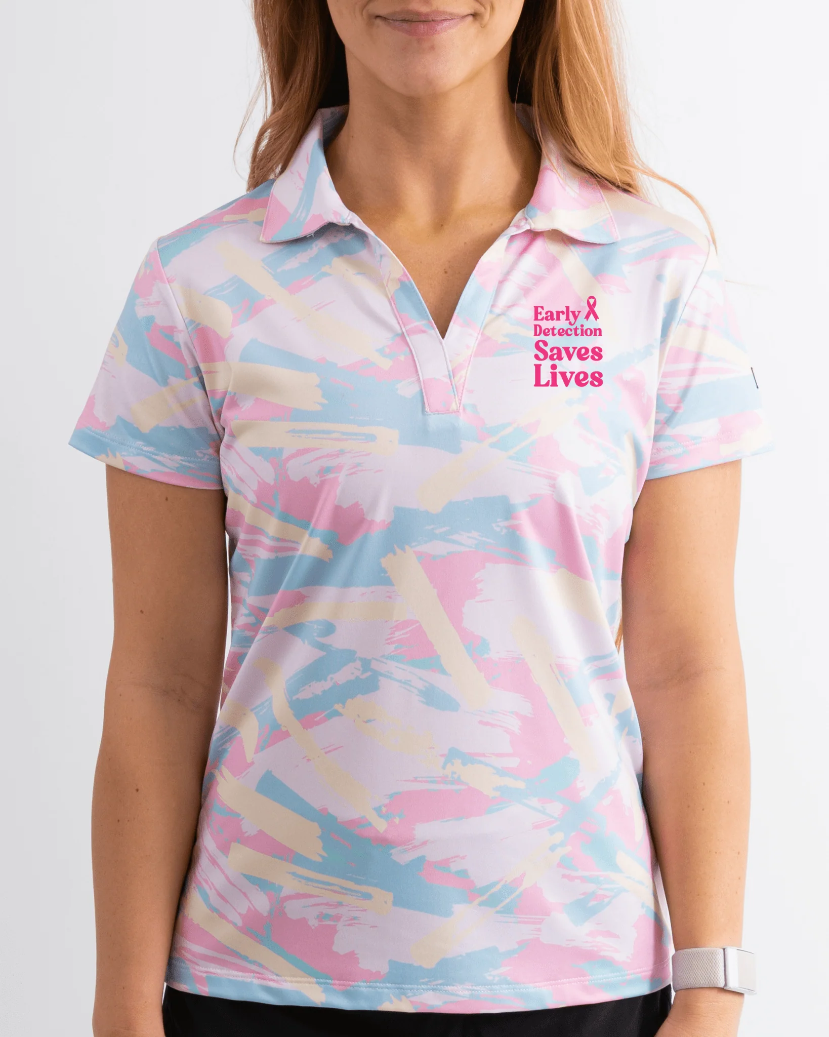 Women's Spring Track Polo Cancer Awareness Edition