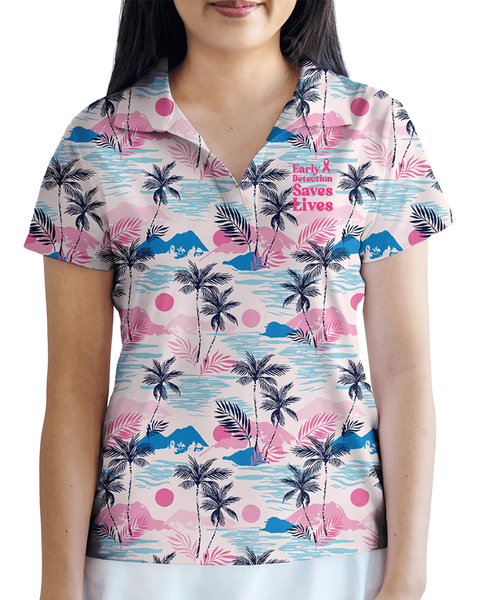 Women's Sunset Swing Polo Cancer Awareness Edition