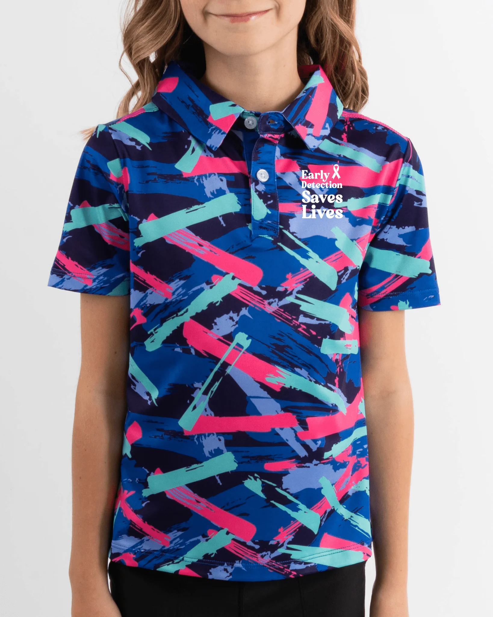 Youth 8-Track Polo Cancer Awareness Edition